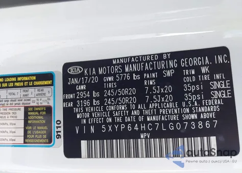 2020 Kia Telluride S from USA, damaged, VIN 5XYP64HC7LG073867
